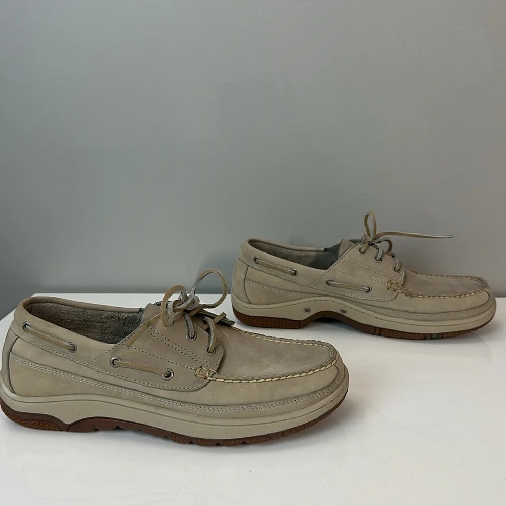 Orvis Cream Leather Topsider Boat Shoes Size 9.5